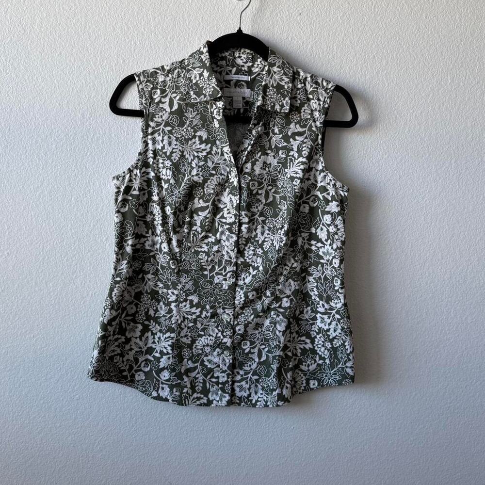 Vintage green floral button up